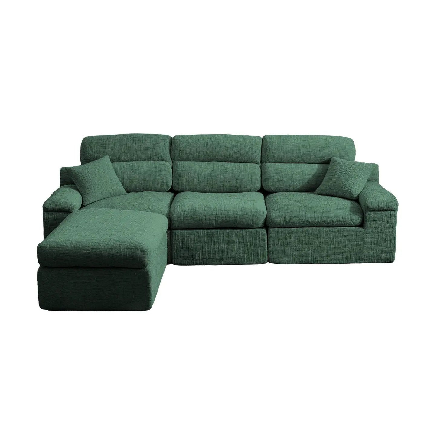 Corner chaise sofa with high backrest in green fabric, 2pc set Unique Piece Furniture on Tampa Home & Garden Store