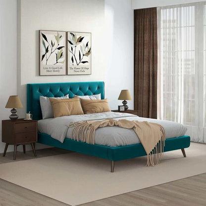 Dillon a Soft Mid Century Platform Bed Frame