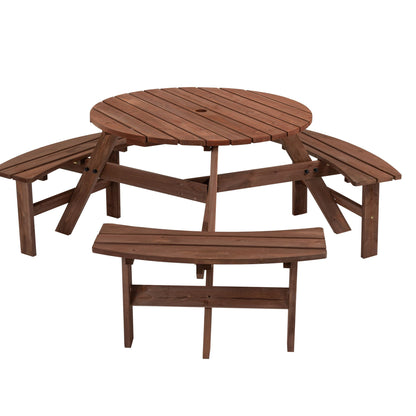 Six Person Outdoor Wooden Picnic Table for Patio