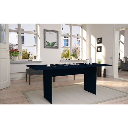 Nomad dining table navy blue with Protouch wood-grain finish in a bright dining room on Tampa Home & Garden Store
