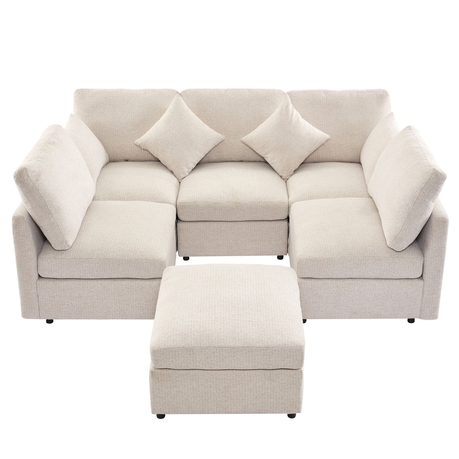 Sectional Sofa Modular U-Shaped with Ottoman beige fabric 2-piece set HouseOfZazla on Tampa Home & Garden Store