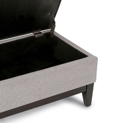Oregon Contemporary Storage Ottoman Bench With Tray, gray fabric, dark wood legs on Tampa Home & Garden Store