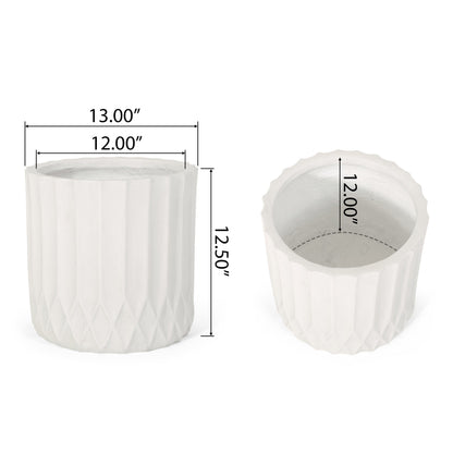 MGO Planter pair, white ceramic with ribbed texture by HouseOfZazla on Tampa Home & Garden Store