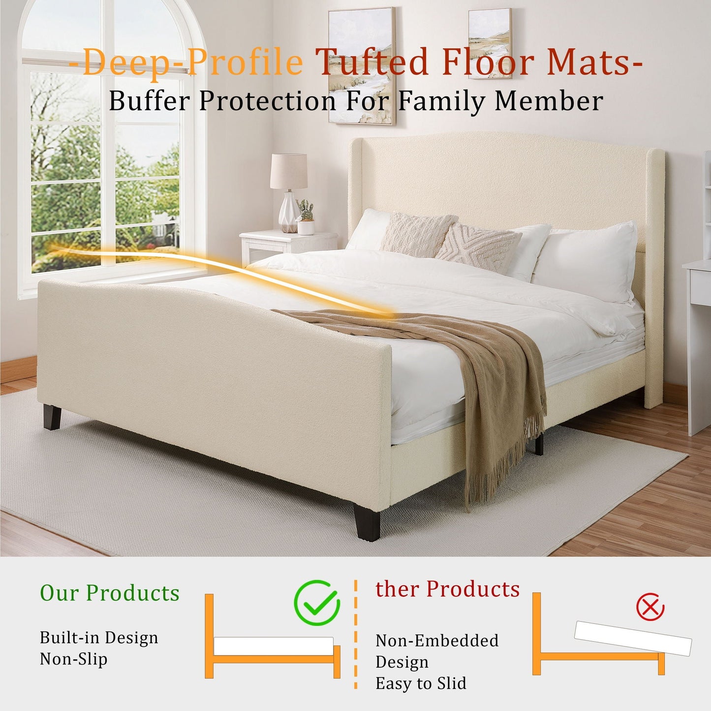 Sturdy Platform Bed Frame and a Padded Headboard