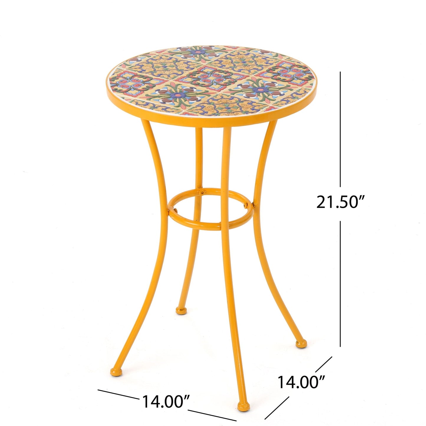 Yellow Mosaic Tile Side Table and Metal Frame