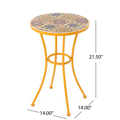 Yellow Mosaic Tile Side Table and Metal Frame