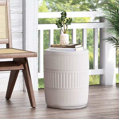 Antique White Patio End Table and Concrete Base