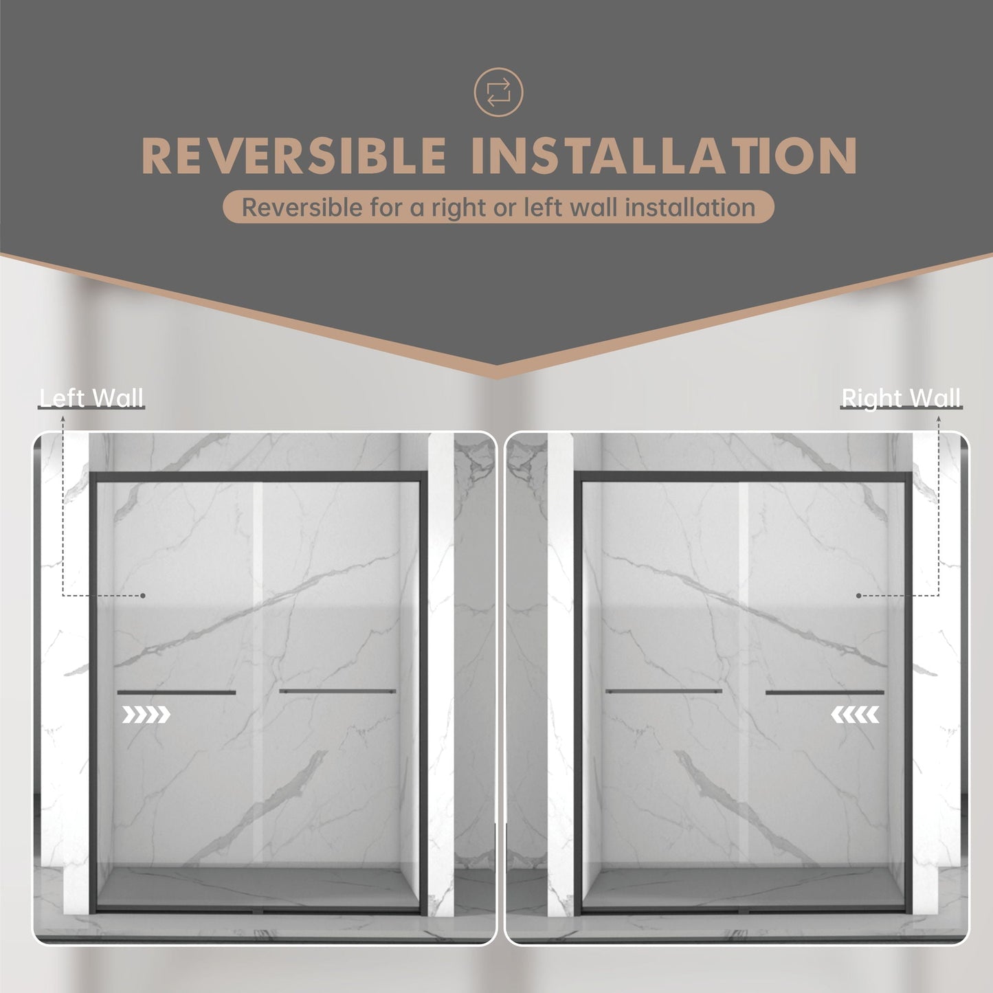 Double Sliding Shower and Matte Black Frame Door