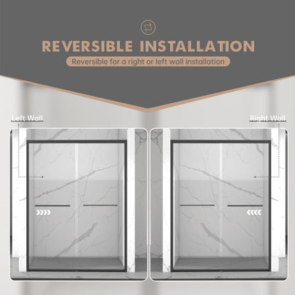 Double Sliding Shower and Matte Black Frame Door
