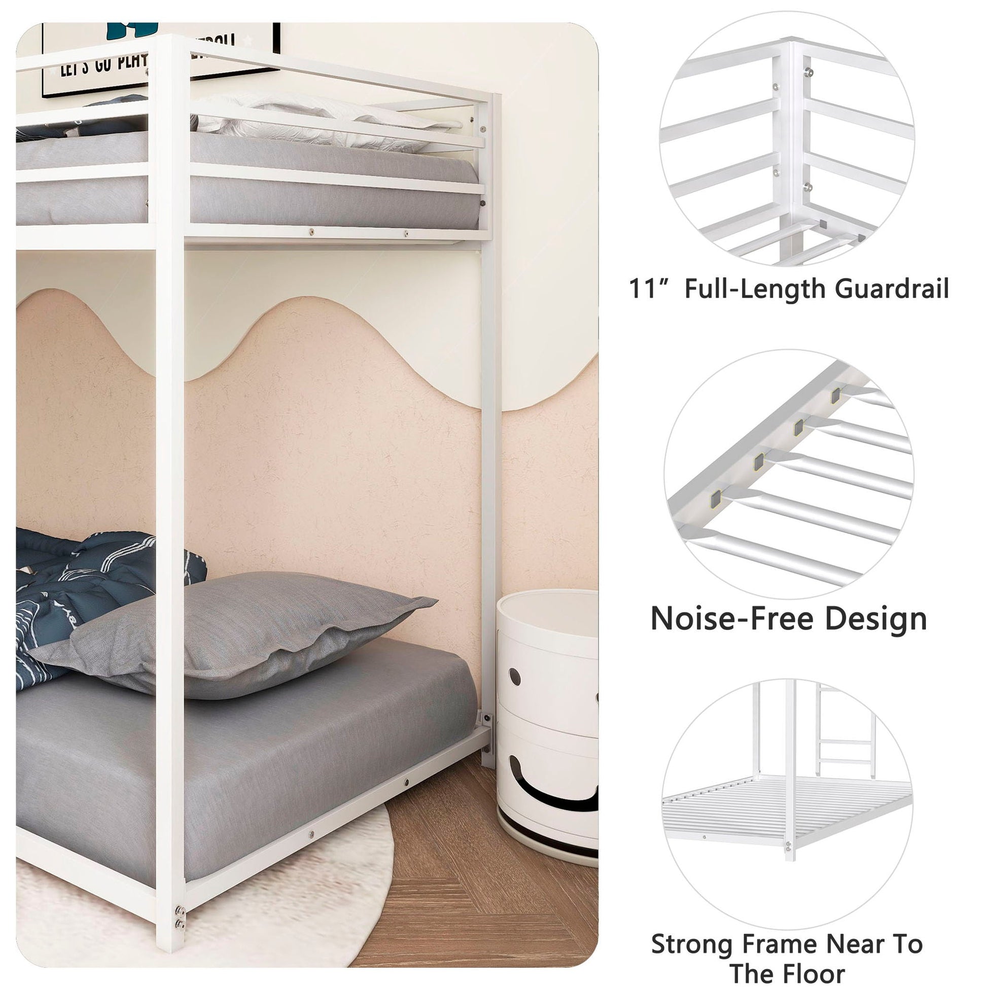 Adam - Metal Bunk Bed in white by HouseOfZazla; sturdy 2-tier, space-saving design on Tampa Home & Garden Store