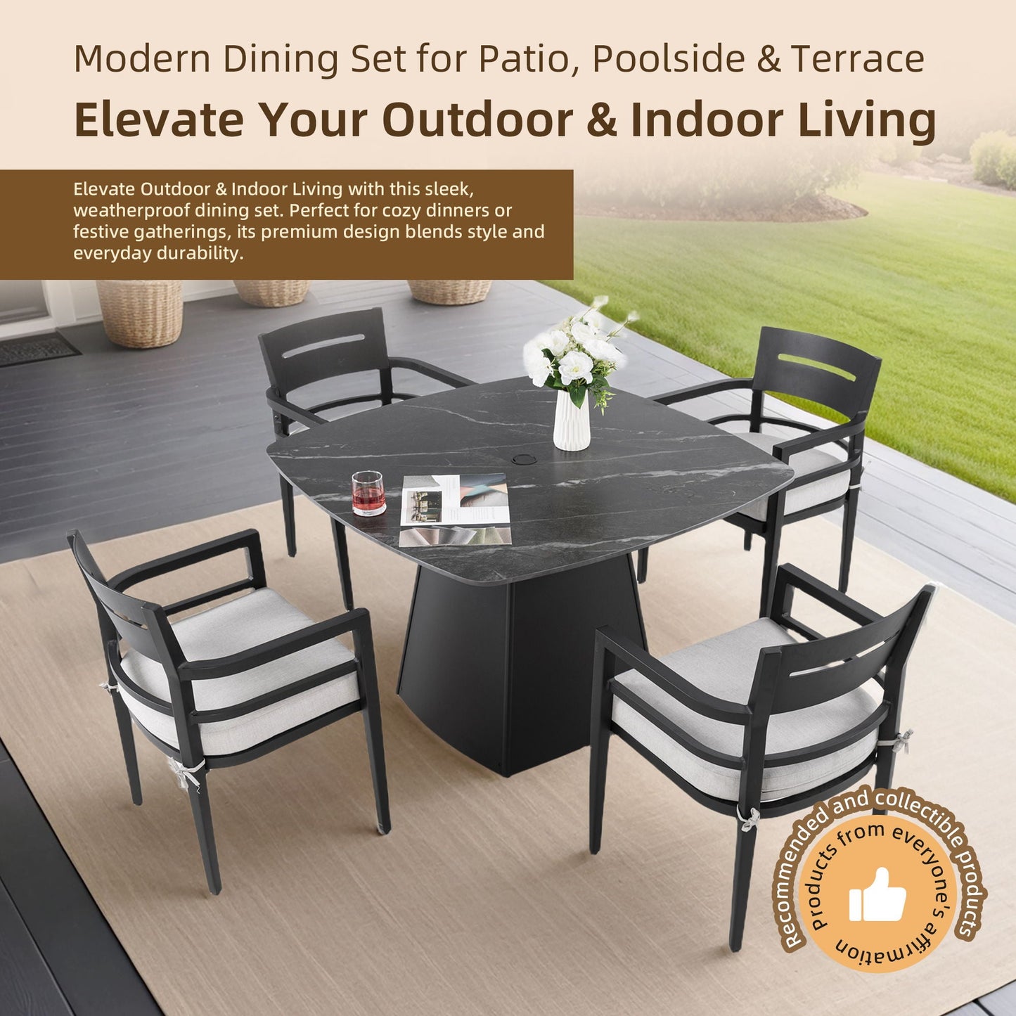 Outdoor Patio and Squircle Dining Table Set