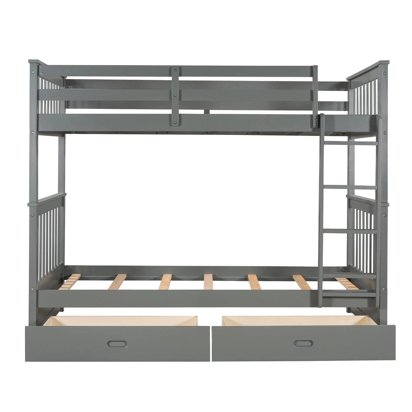 Bunk bed with ladders and 2 storage drawers, grey metal frame Unique Piece Furniture on Tampa Home & Garden Store