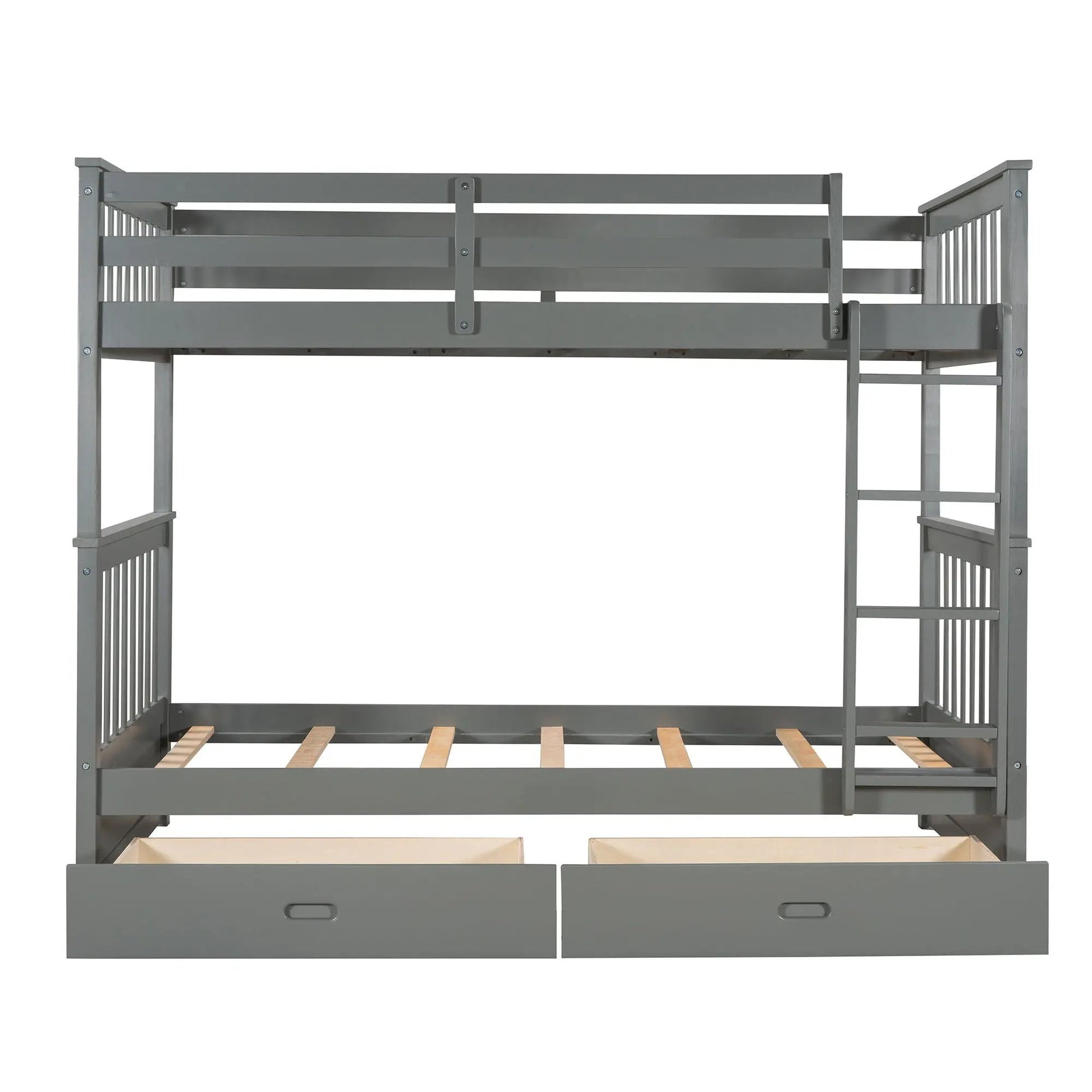 Bunk bed with ladders and 2 storage drawers, grey metal frame Unique Piece Furniture on Tampa Home & Garden Store