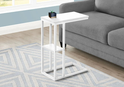 C Shaped Accent Table Marble Look and Modern