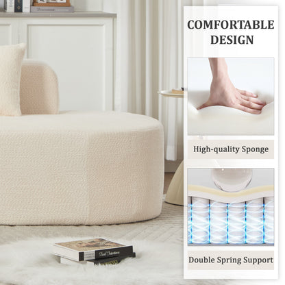 Curved Sectional Sofa and Ivory Chenille Pillows