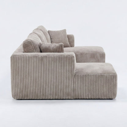 U-Shape modular sectional sofa in taupe corduroy with ribbed cushions by HouseOfZazla on Tampa Home & Garden Store