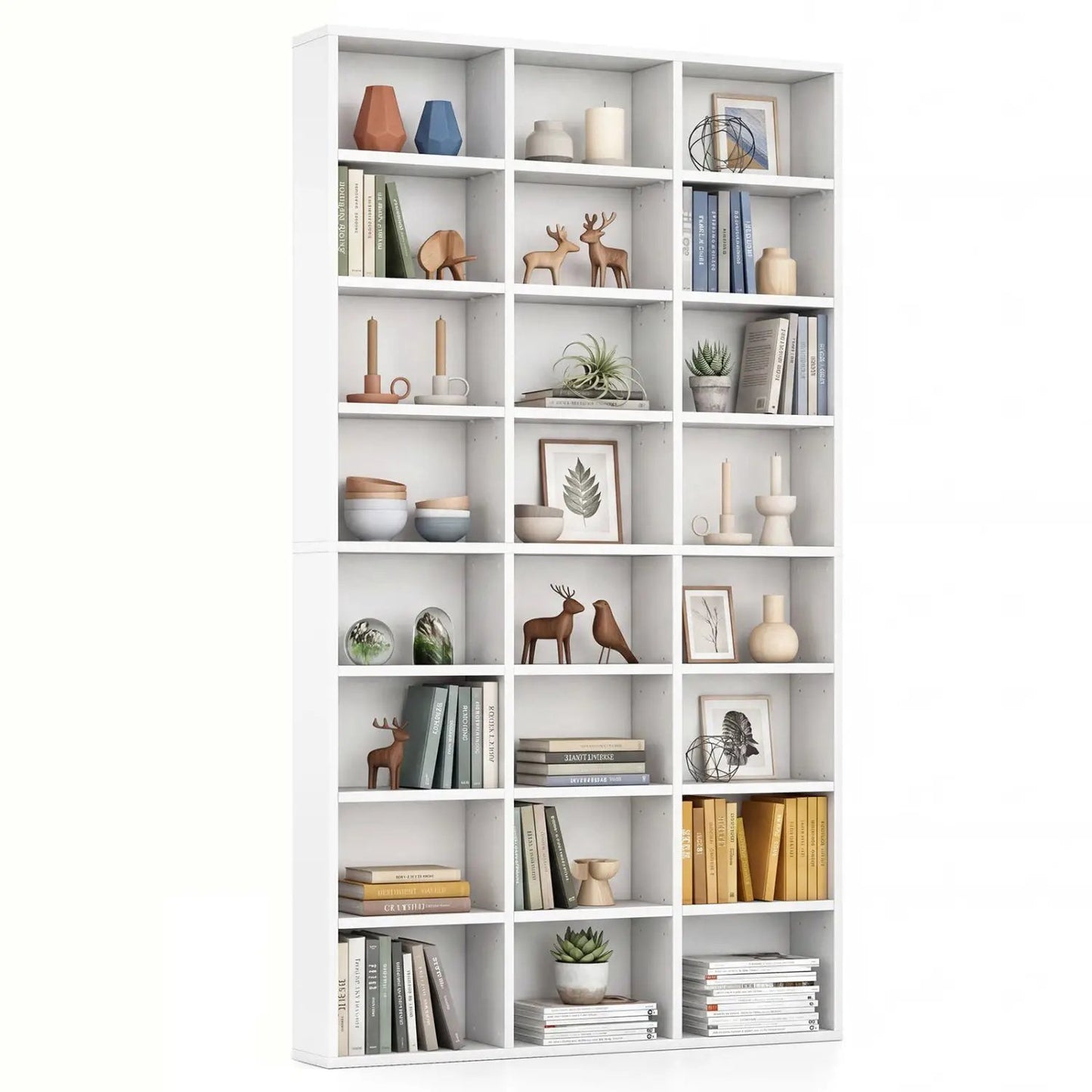 Tall Bookshelf With 24 Cube Storage Compartments