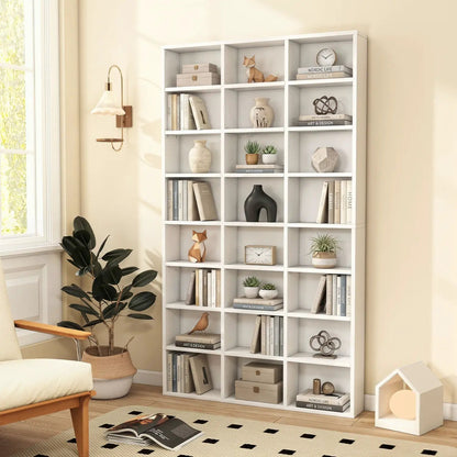 Tall Bookshelf With 24 Cube Storage Compartments