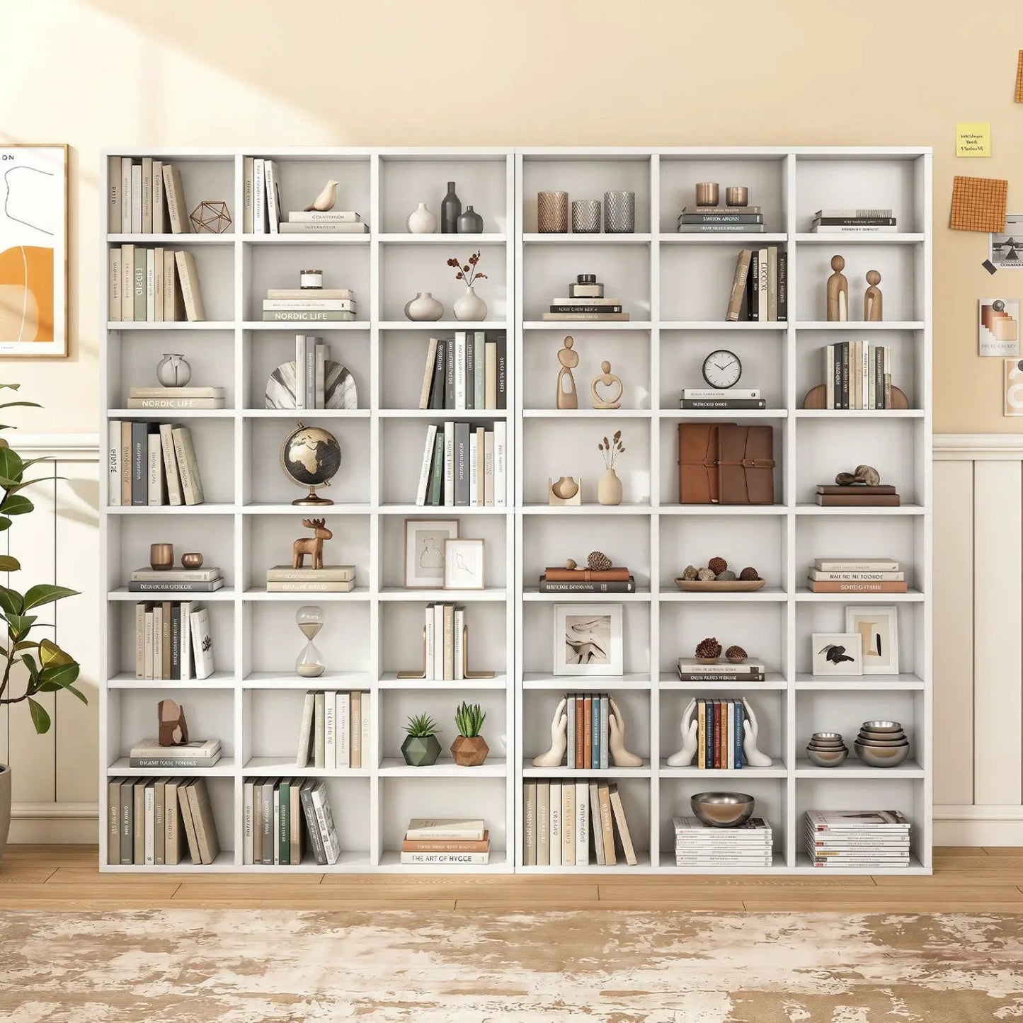 Tall Bookshelf With 24 Cube Storage Compartments