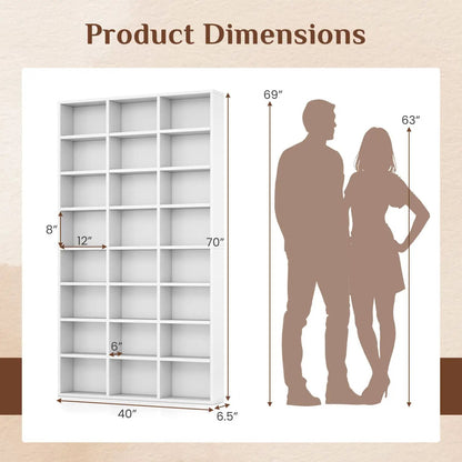 Tall Bookshelf With 24 Cube Storage Compartments