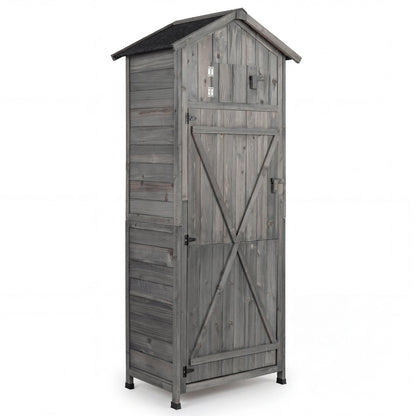 70 Inch Tall Garden Tool Storage Cabinet with Lockable Doors and Foldable Table
