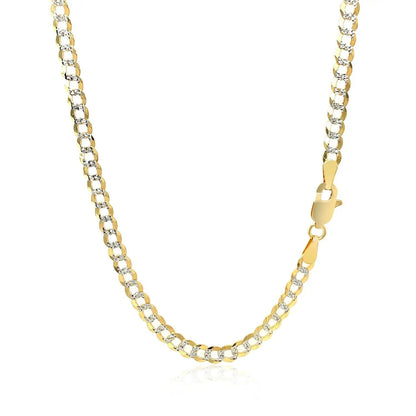3.6 mm 14k two-tone gold pave curb chain necklace with diamonds in yellow/white clasp on Tampa Home & Garden Store