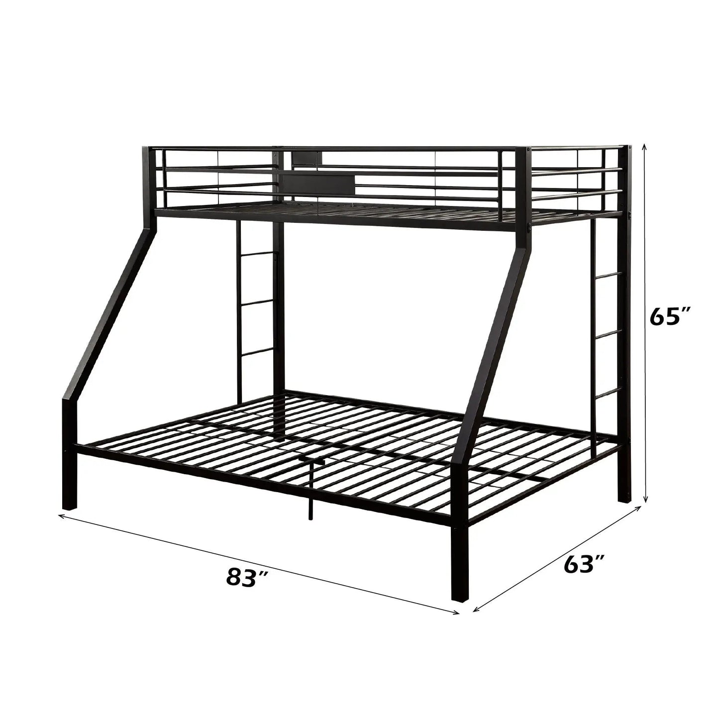 Limbra Spacious Design Double Bunk Bed in black metal frame with guard rails 83 in L x 63 in W on Tampa Home & Garden Store