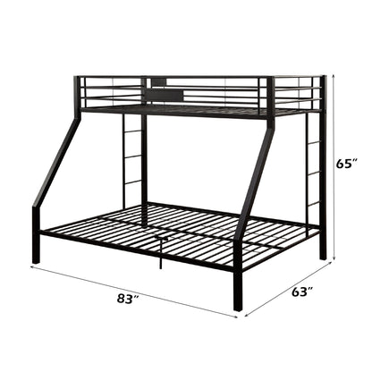 Limbra Spacious Design Double Bunk Bed frame in black metal with guard rails on Tampa Home & Garden Store