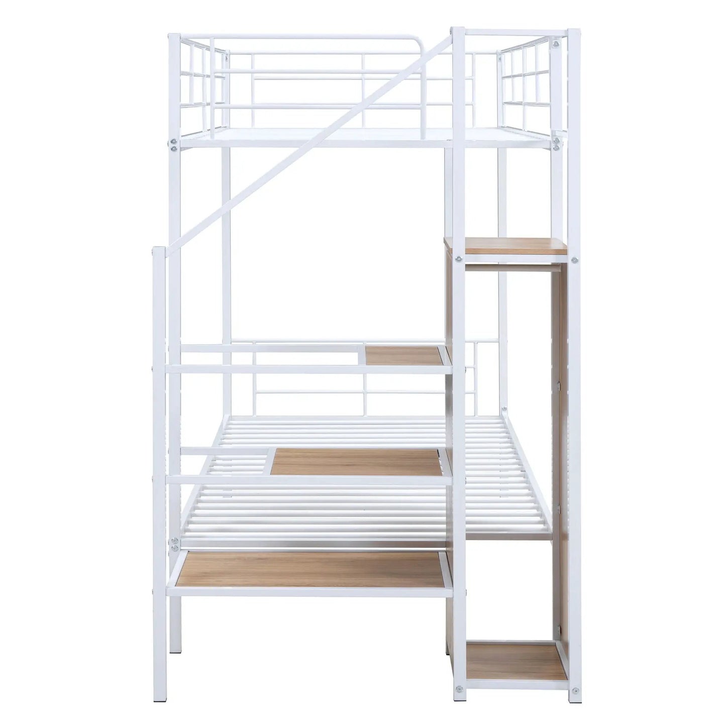 Bunk Bed With Lateral Storage Ladder and Wardrobe