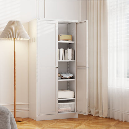White Metal Pantry Cabinet With Steel Shelves