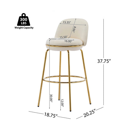 Rio Claro indoor upholstered barstools set of 2, beige fabric, gold legs, HouseOfZazla on Tampa Home & Garden Store