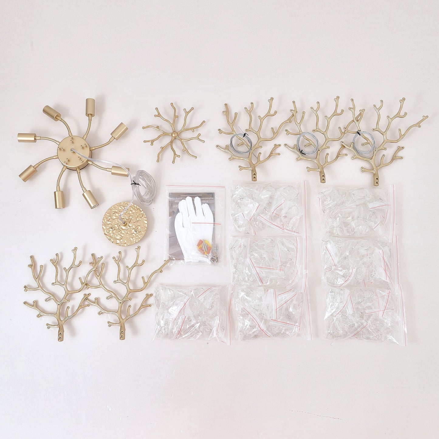 8-Light crystal gold chandelier components with arms and mounting hardware by HouseOfZazla on Tampa Home & Garden Store