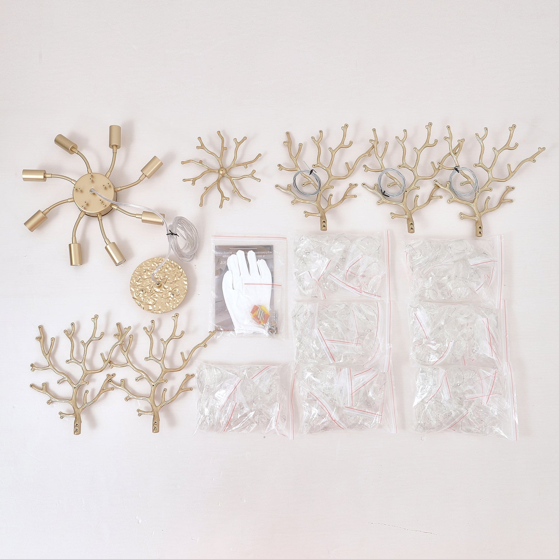 8-Light crystal gold chandelier components with arms and mounting hardware by HouseOfZazla on Tampa Home & Garden Store