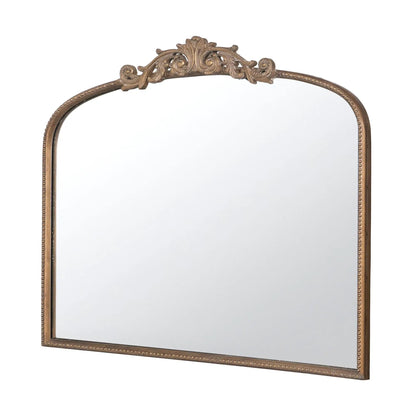 Arch Mirror, Baroque-inspired crest, gold-toned ornate frame with beaded edge on Tampa Home & Garden Store