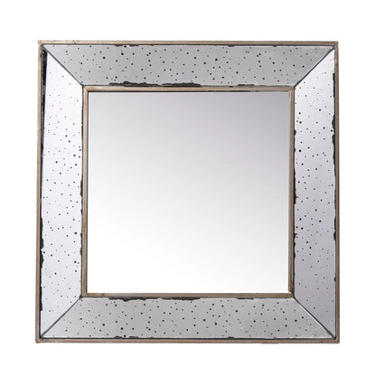 Distressed accent mirror with speckled panels in a framed wall mirror on Tampa Home & Garden Store