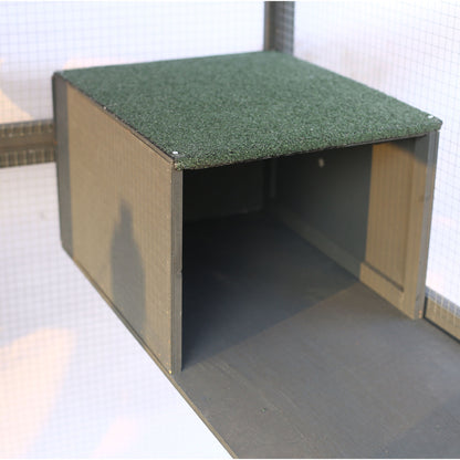Spacious Wooden Cat Enclosure with Gray Roof