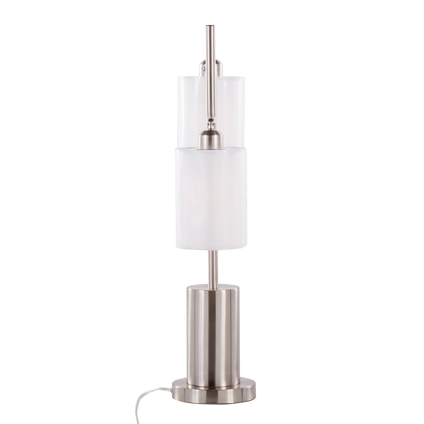 Cannes contemporary table lamp in nickel with white shade by HouseOfZazla on Tampa Home & Garden Store