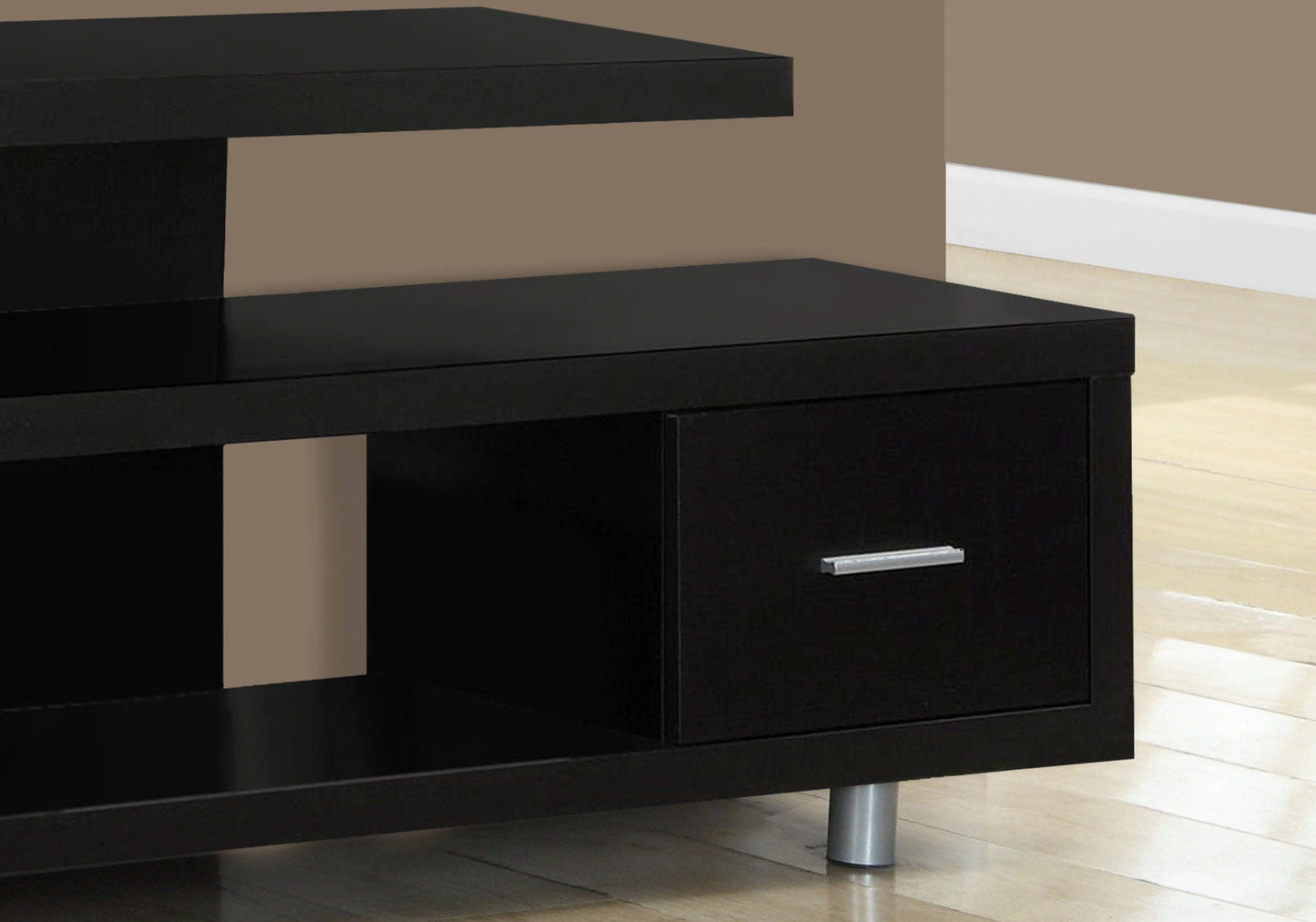 TV Stand HouseOfZazla black wood with drawer and metal leg on Tampa Home & Garden Store