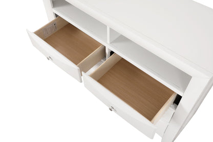 Media Chest by HouseOfZazla with white finish and modern beveled drawer fronts on Tampa Home & Garden Store