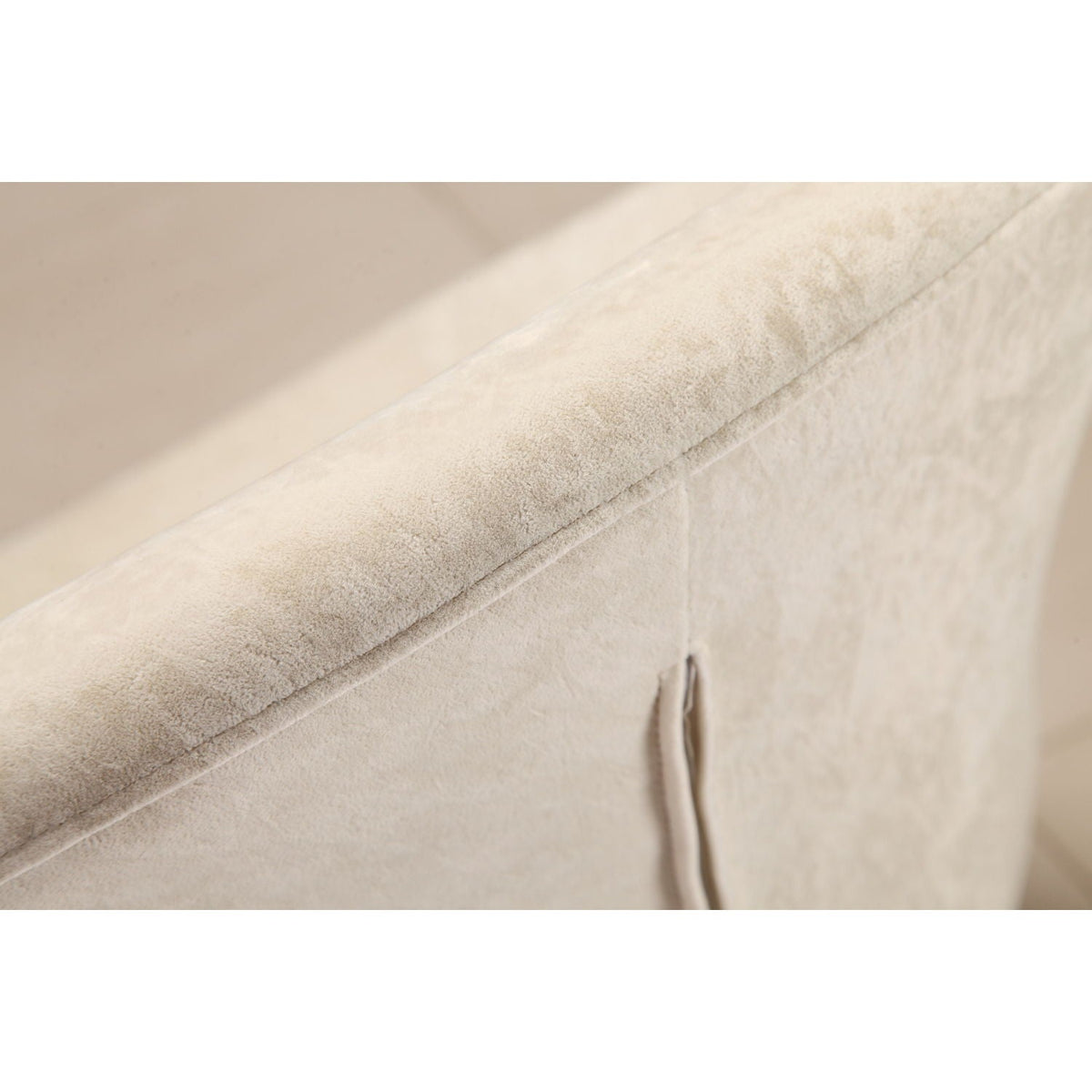 Tulip Swivel Lounge Chair beige fabric upholstery close-up, HouseOfZazla swing chair on Tampa Home & Garden Store