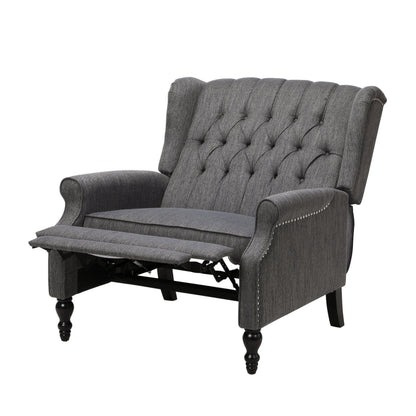Oversized tufted wingback fabric push back recliner in gray upholstery from HouseOfZazla on Tampa Home & Garden Store