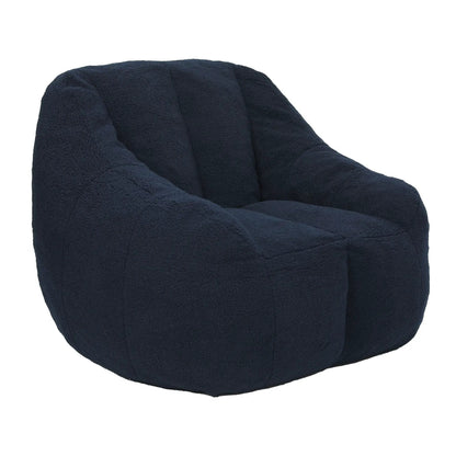 Comfy Bean Bag Chair navy plush fabric with memory foam filling, arm-chair style on Tampa Home & Garden Store