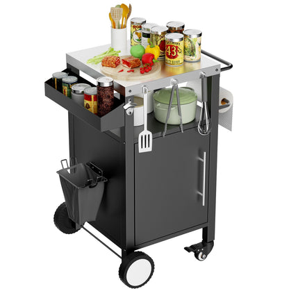 Outdoor Grill Cart With Storage Rack and Shelf
