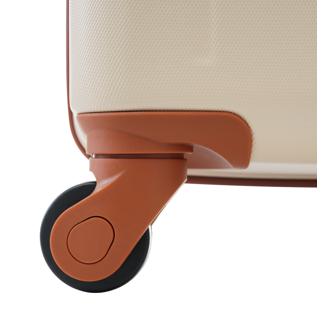 Luggage strap by HouseOfZazla over a beige textured suitcase with brown leather accents on Tampa Home & Garden Store