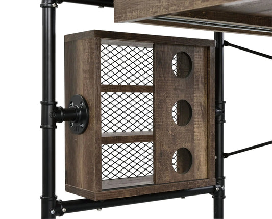 Endang writing desk weathered oak with black metal frame and wire mesh storage panels on Tampa Home & Garden Store