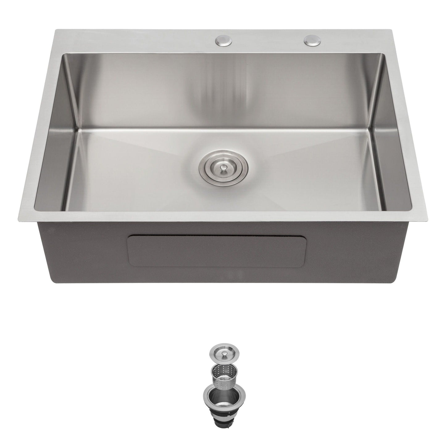 Topmount stainless steel kitchen sink by HouseOfZazla with exposed drain assembly parts on Tampa Home & Garden Store