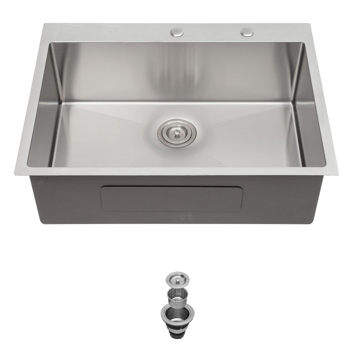 Topmount stainless steel kitchen sink by HouseOfZazla with exposed drain assembly parts on Tampa Home & Garden Store
