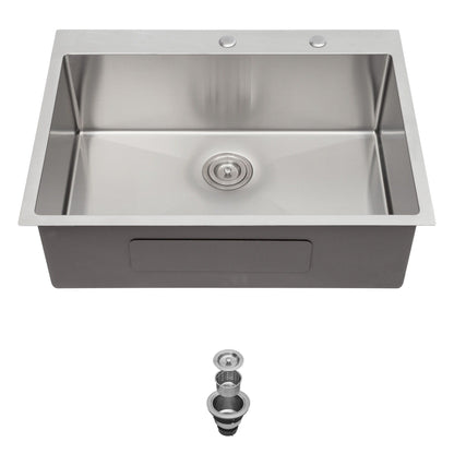 Topmount stainless steel kitchen sink by HouseOfZazla with exposed drain assembly parts on Tampa Home & Garden Store