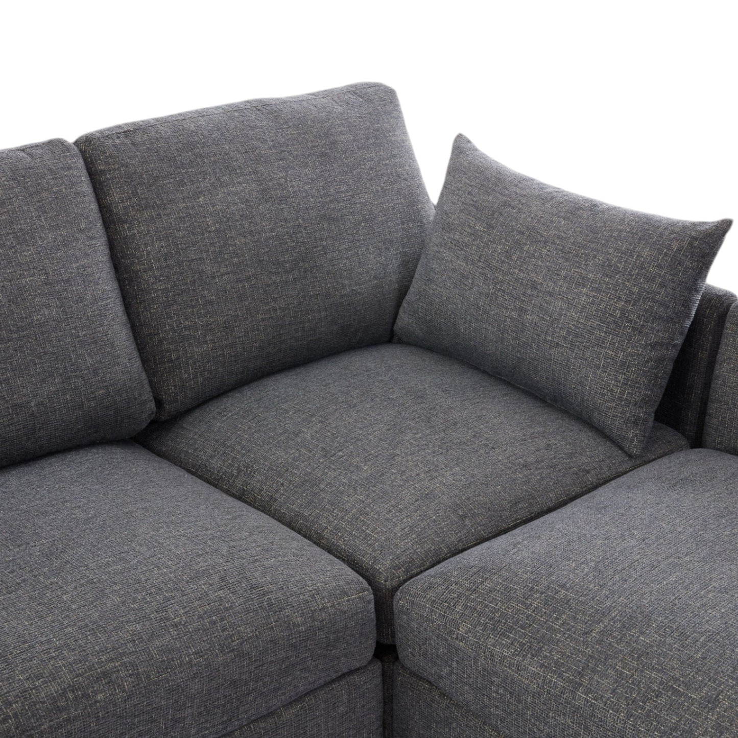 Sectional sofa modular U-shaped with ottoman in gray weave 2-piece set HouseOfZazla on Tampa Home & Garden Store