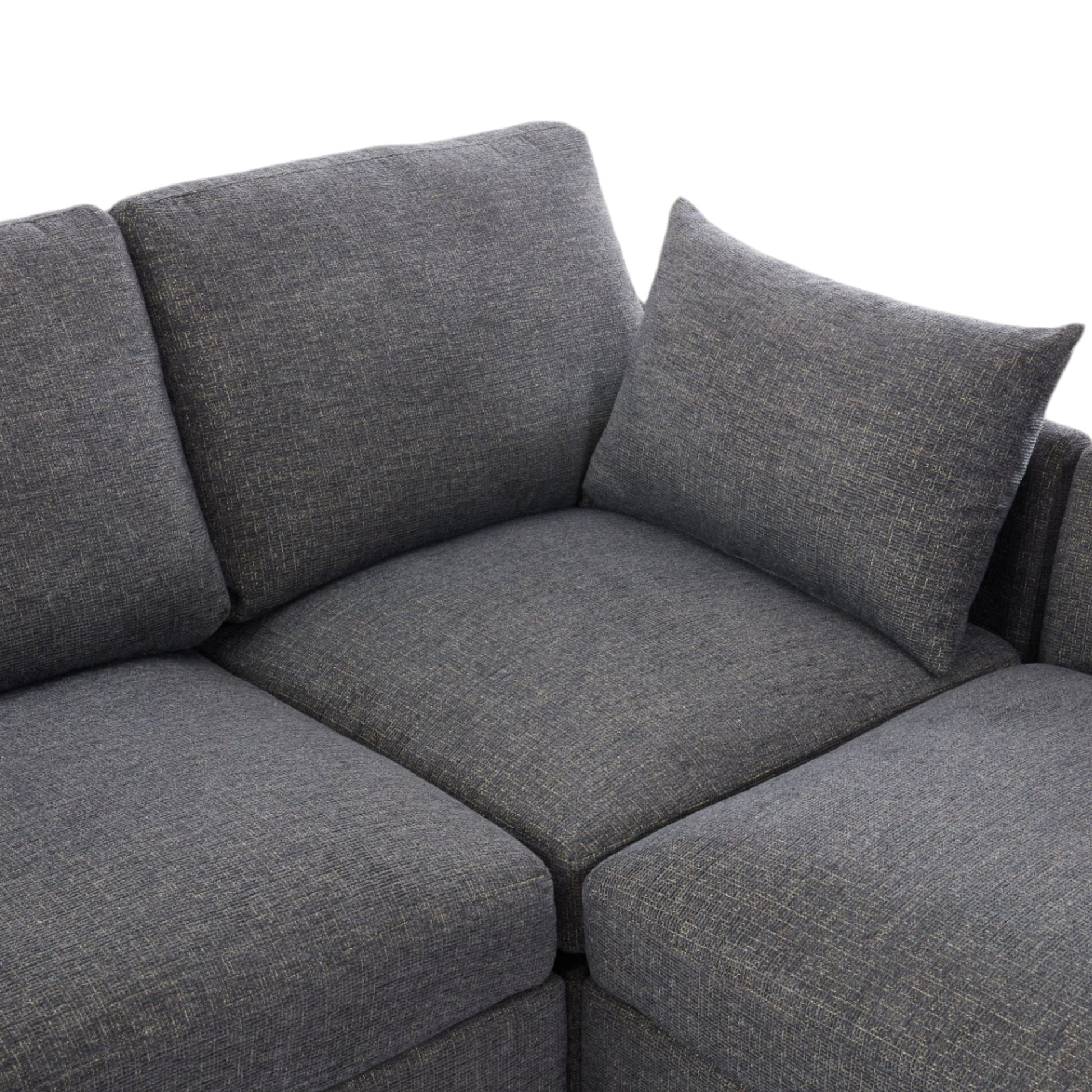 Sectional sofa modular U-shaped with ottoman in gray weave 2-piece set HouseOfZazla on Tampa Home & Garden Store
